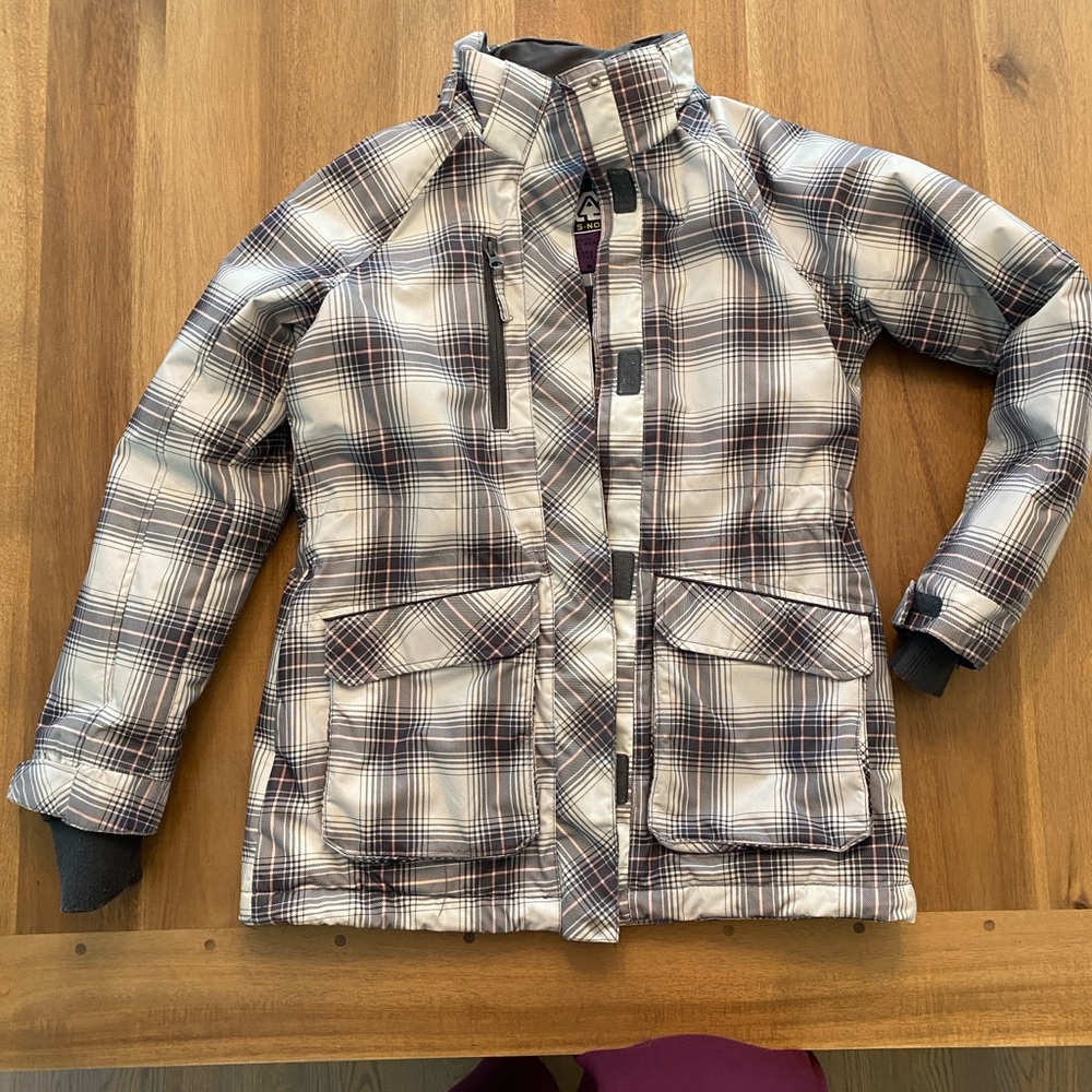 H&M Women's Plaid Ski Jacket - Black and White